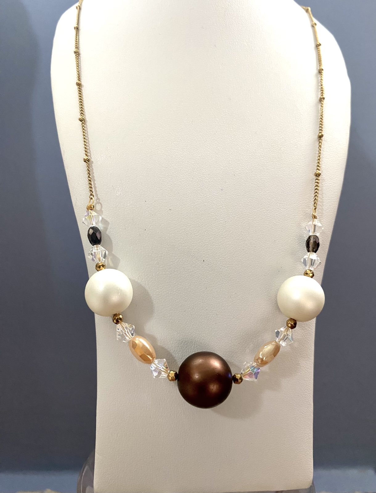 Ατσάλινο Κολιέ με Πέρλες.