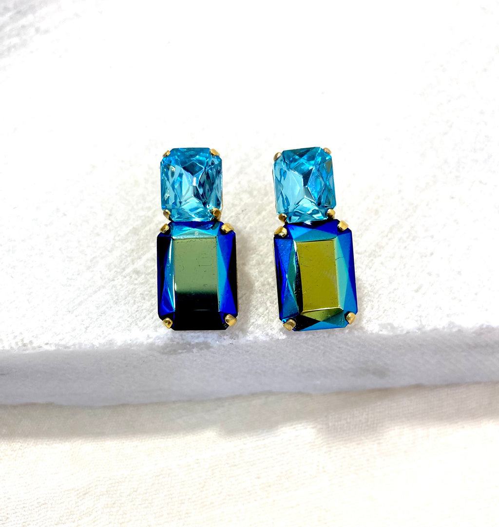 Σκουλαρίκι Μπλέ με Κρύσταλλα.