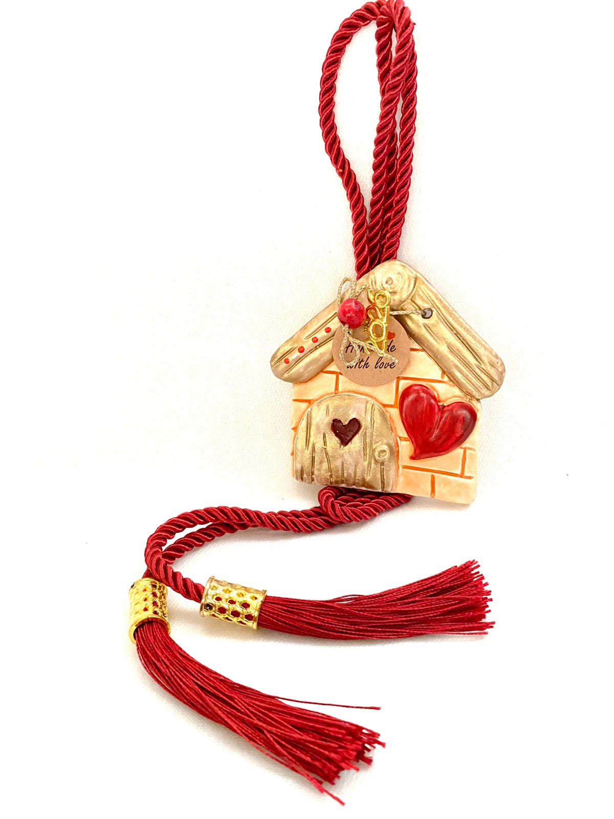 Γούρι κεραμικό σπιτάκι κόκκινο.